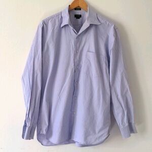 J Crew Button Down Striped Cotton Shirt Large 16/16.5 Pink Blue